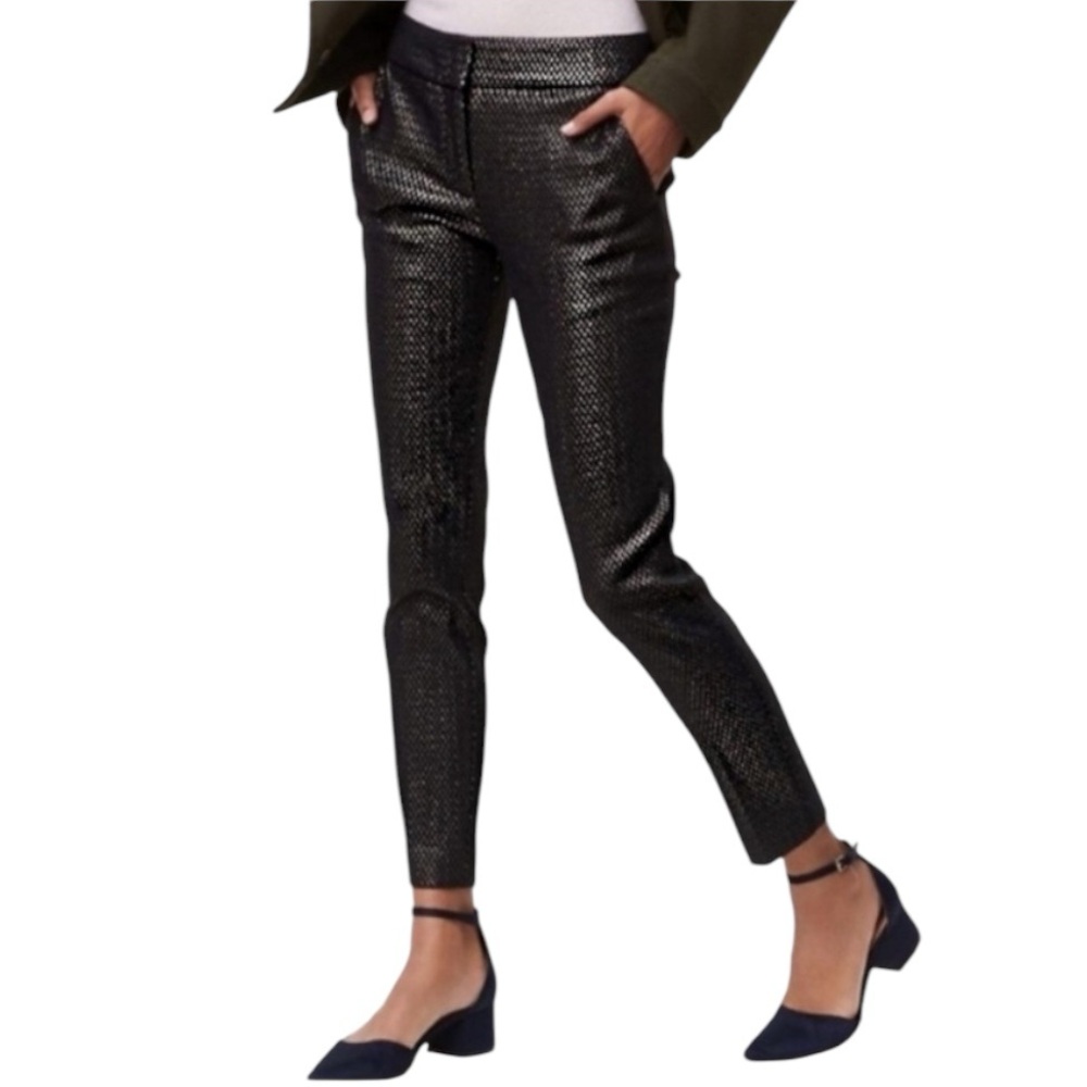 LOFT Metallic Black Skinny Ankle Pants